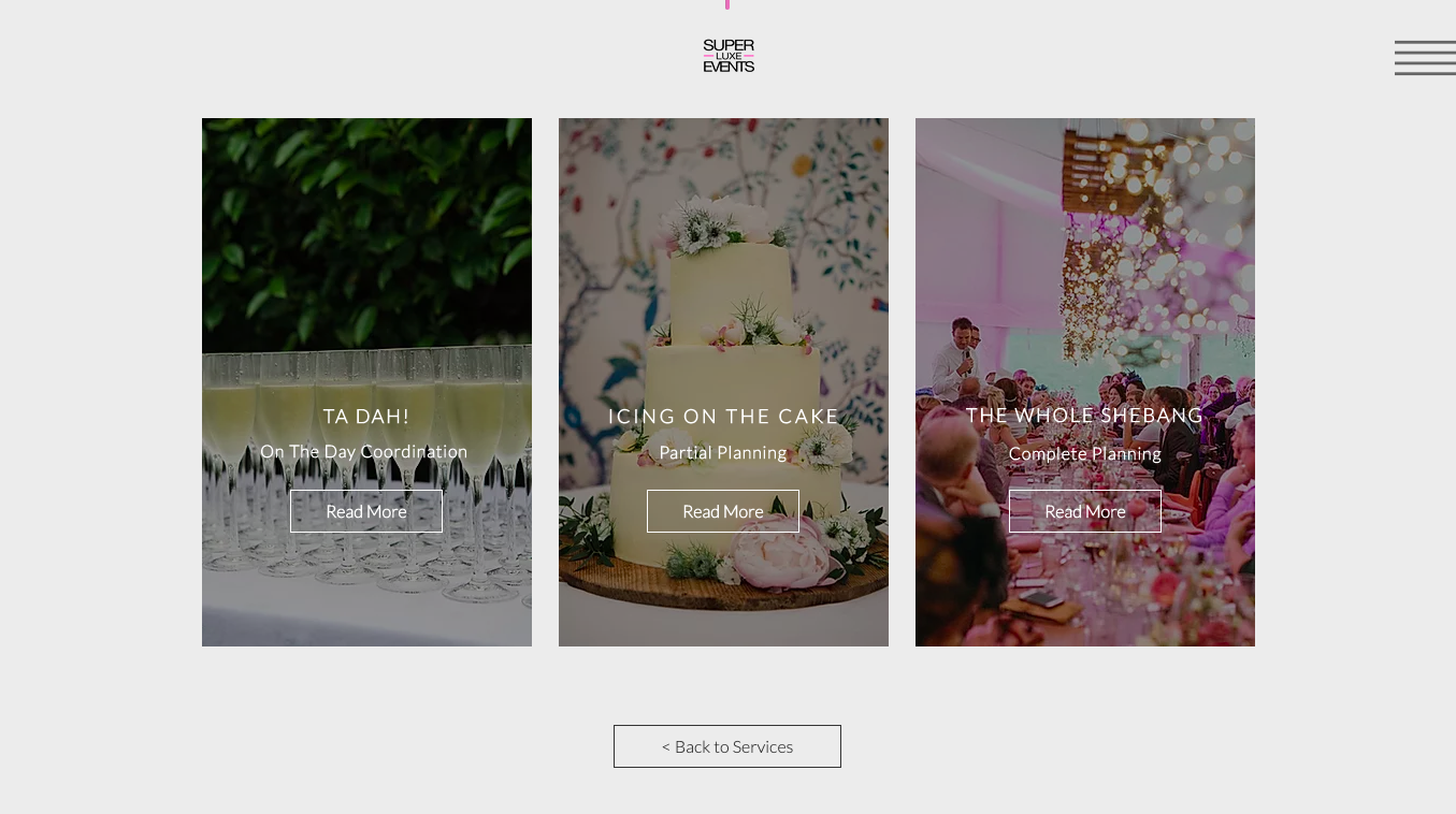 Super Luxe Events Luxury Event Management Wedding Packages Page written by Becky Pink, Freelance Copywriter and Brand Storyteller