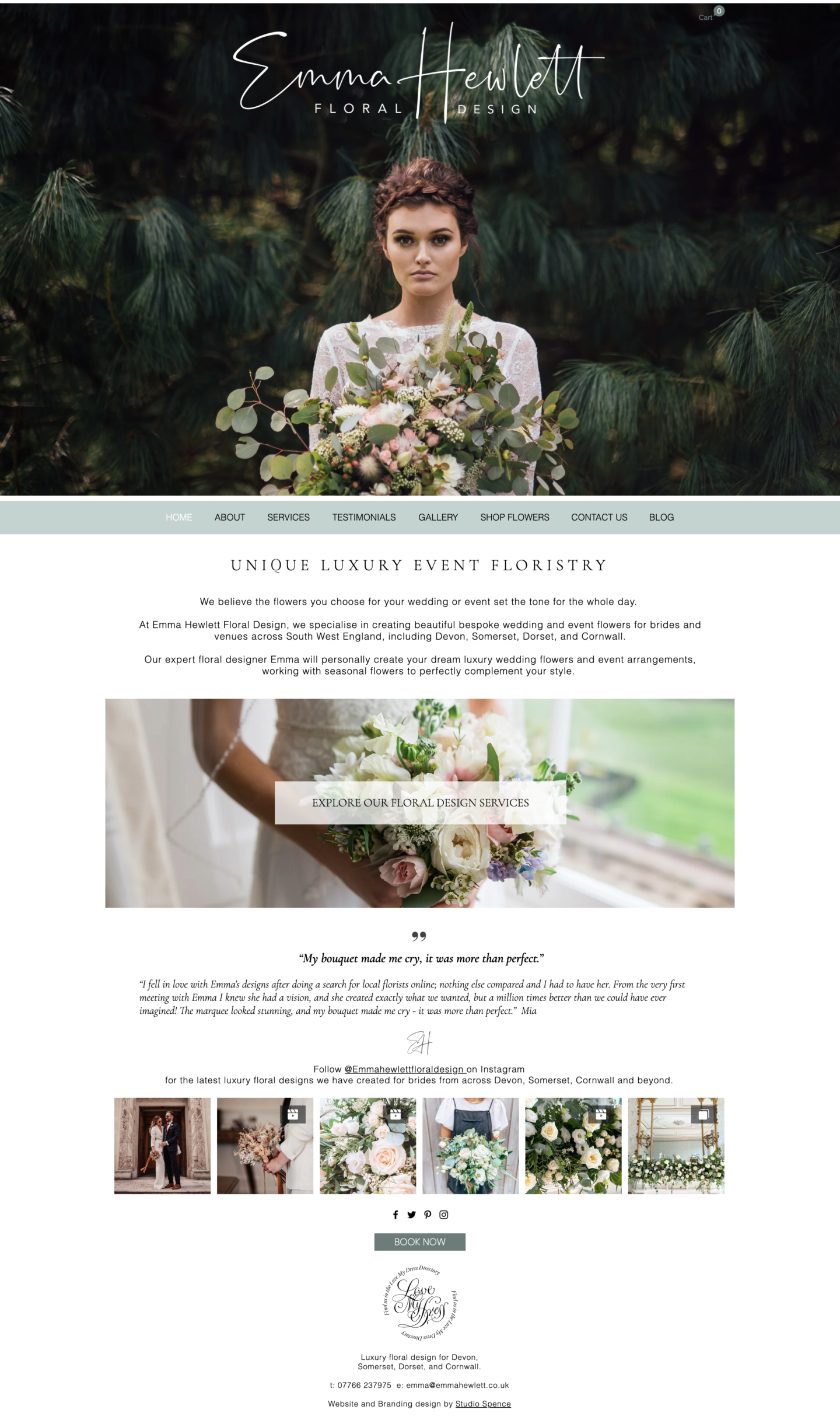 A screen grab of a florist's website