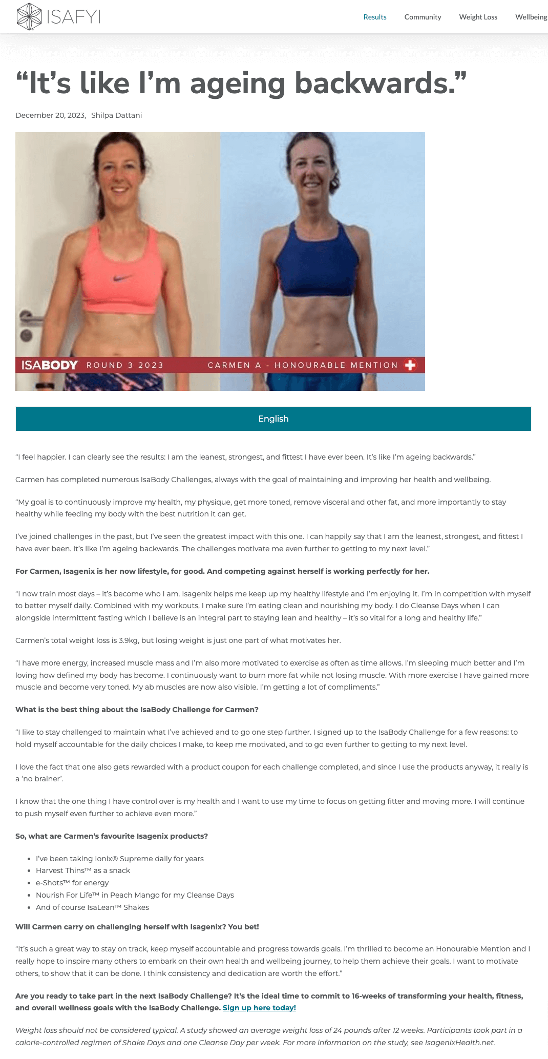 Carmen's Isagenix Weightloss Story