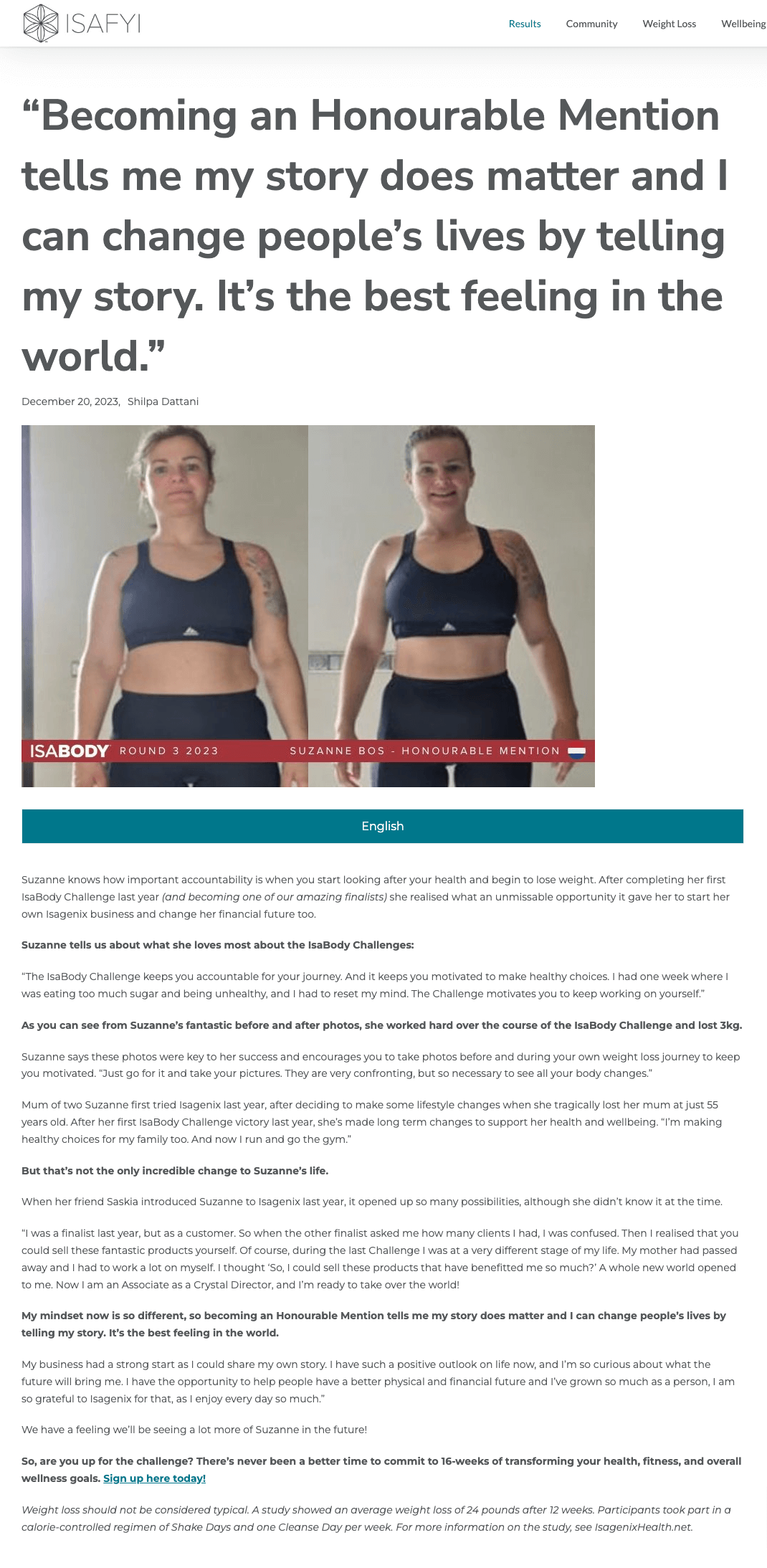 Suzanne's Isagenix Weight Loss Story