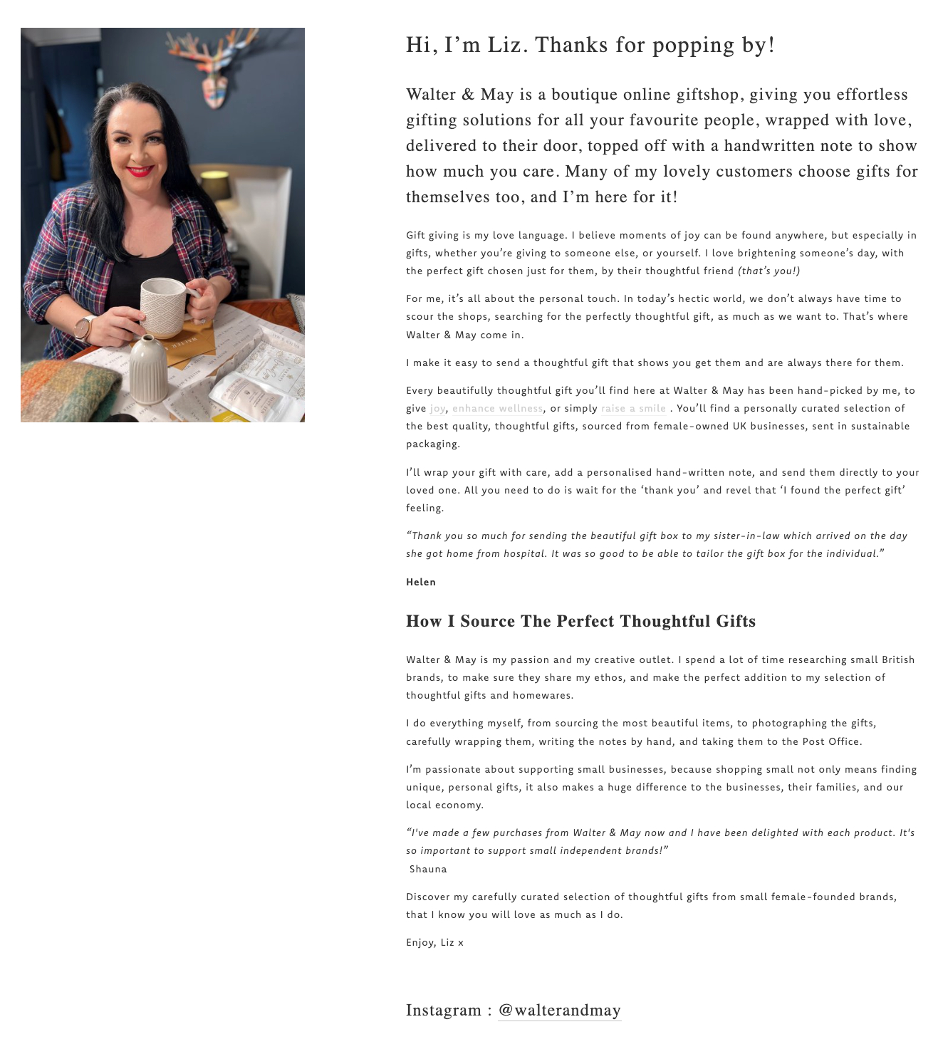 An example of Becky Pink's brand storytelling copy